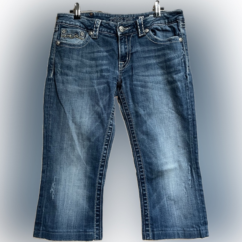 Miss Me Cropped Boot Cut Jeans with Classic Fading